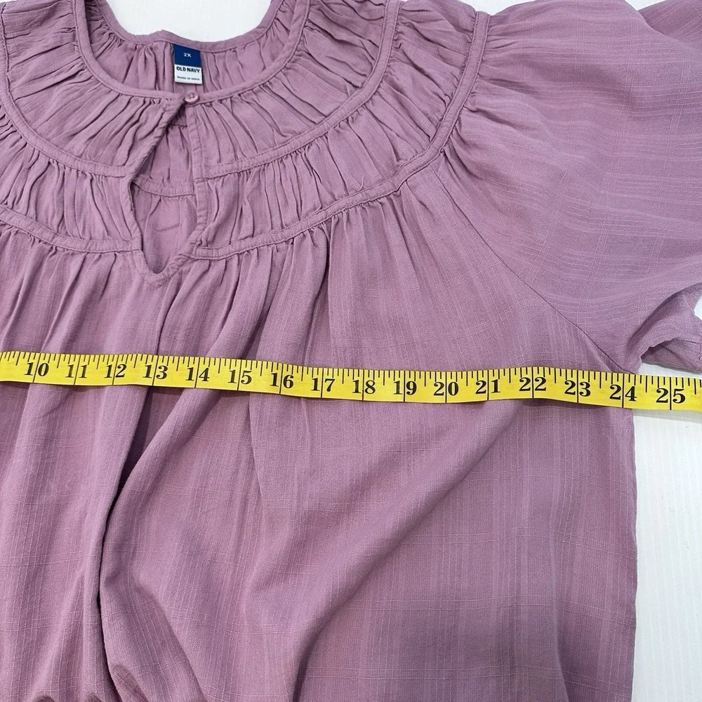 Old Navy Top Womens 2X Ruffle Short Sleeve Keyhole Neck Lightweight Pink - Picture 4 of 6